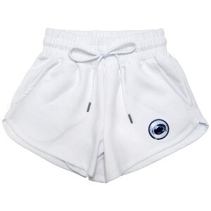 women's white shorts with holographic Penn State Athletic Logo